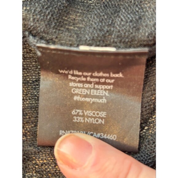 Eileen Fisher Womens XS Black Straight Burnout Stripe Long Cardigan Lagenlook - Picture 9 of 10